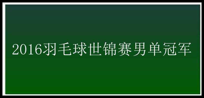 2016羽毛球世锦赛男单冠军