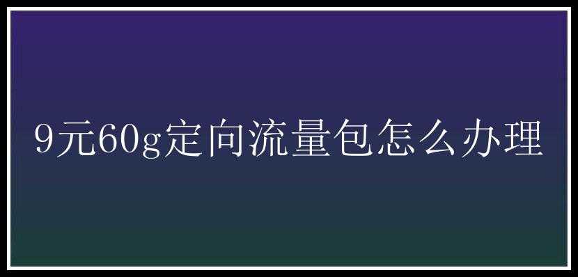 9元60g定向流量包怎么办理