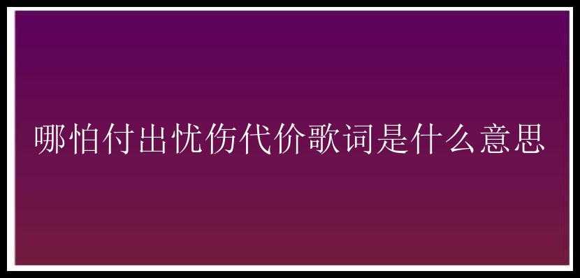 哪怕付出忧伤代价歌词是什么意思