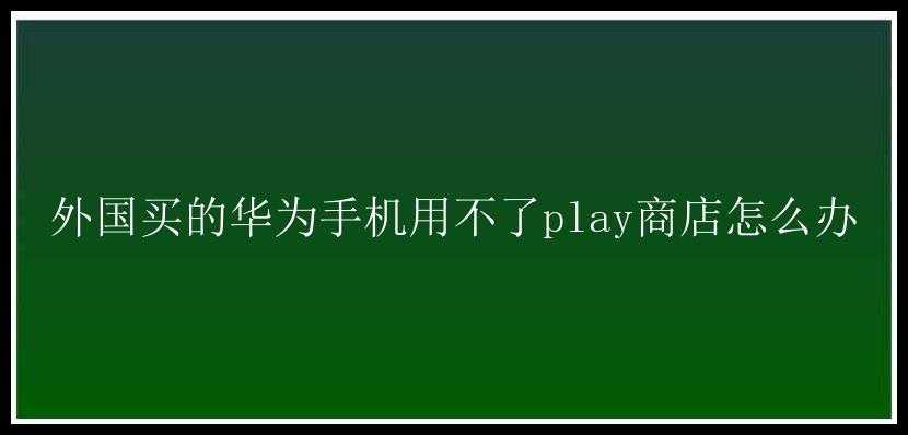 外国买的华为手机用不了play商店怎么办