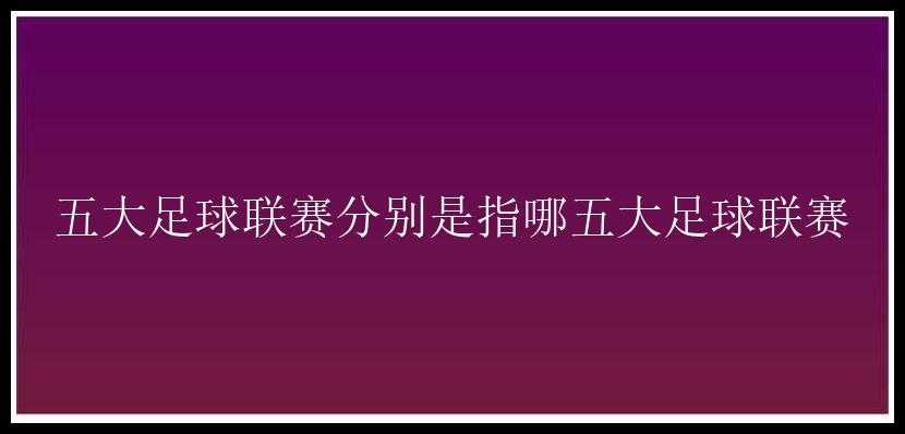 五大足球联赛分别是指哪五大足球联赛