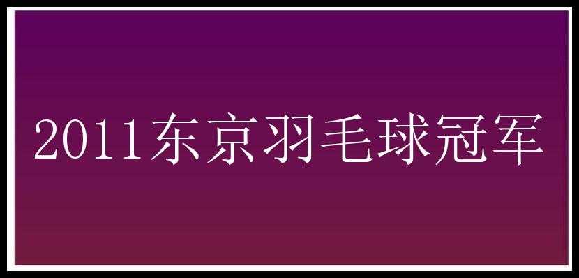 2011东京羽毛球冠军