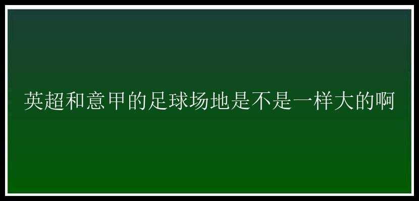 英超和意甲的足球场地是不是一样大的啊