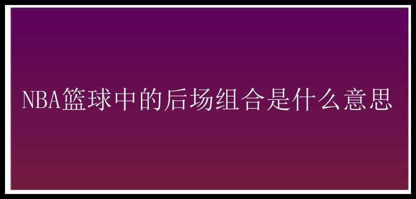 NBA篮球中的后场组合是什么意思