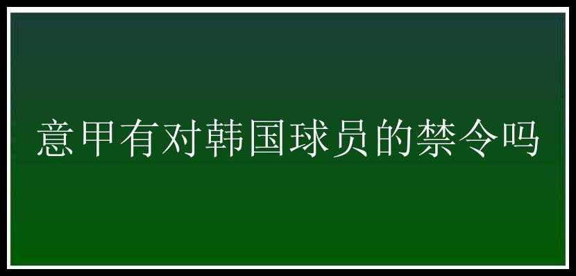 意甲有对韩国球员的禁令吗