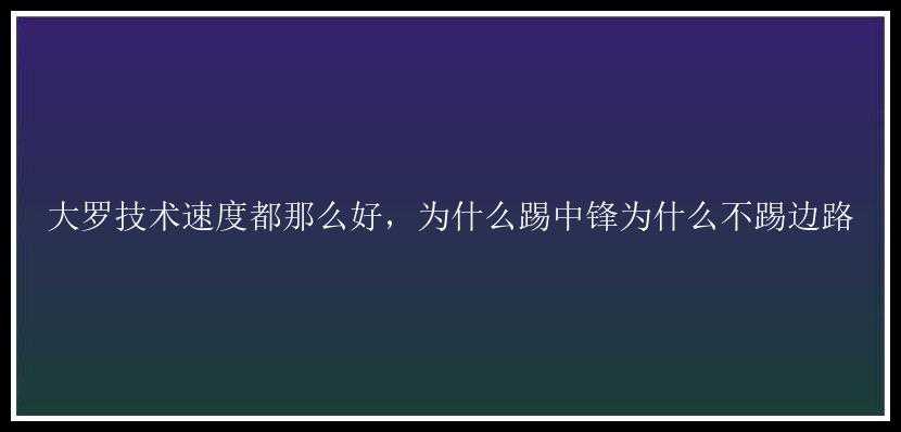 大罗技术速度都那么好，为什么踢中锋为什么不踢边路