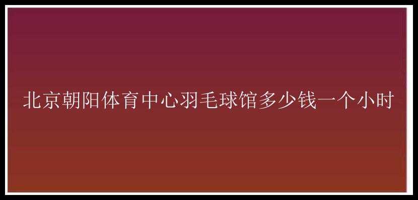 北京朝阳体育中心羽毛球馆多少钱一个小时