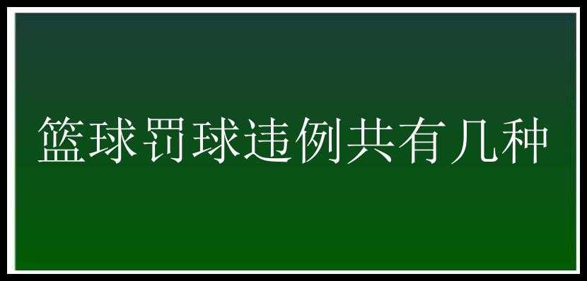 篮球罚球违例共有几种