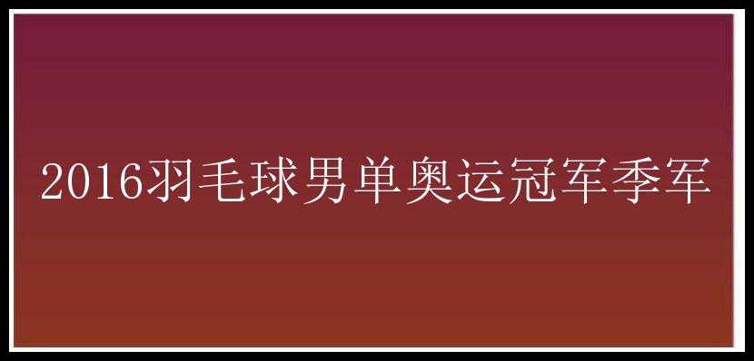 2016羽毛球男单奥运冠军季军