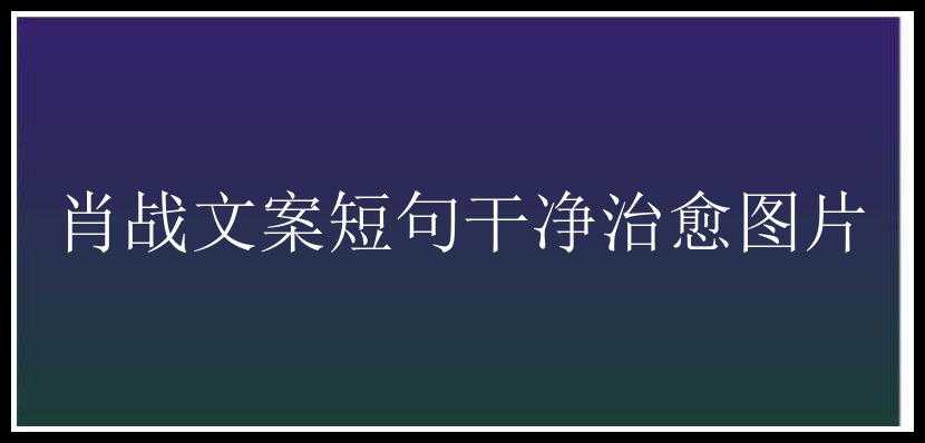 肖战文案短句干净治愈图片