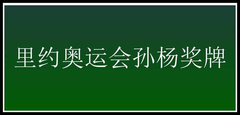 里约奥运会孙杨奖牌