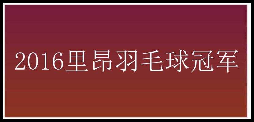 2016里昂羽毛球冠军