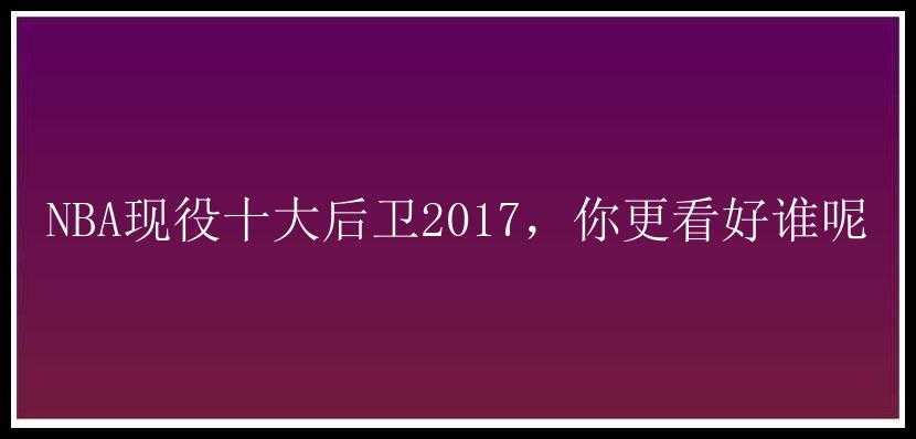 NBA现役十大后卫2017，你更看好谁呢