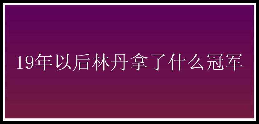 19年以后林丹拿了什么冠军