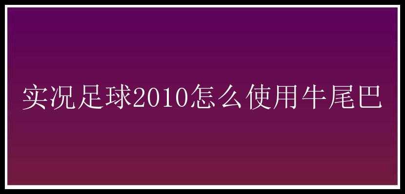 实况足球2010怎么使用牛尾巴