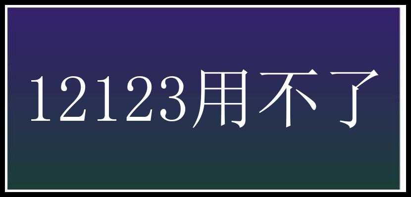 12123用不了