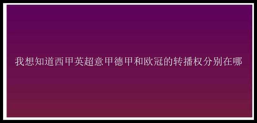 我想知道西甲英超意甲德甲和欧冠的转播权分别在哪