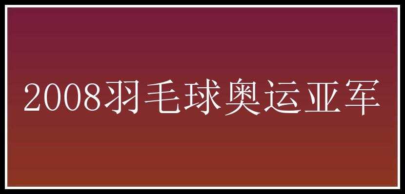 2008羽毛球奥运亚军