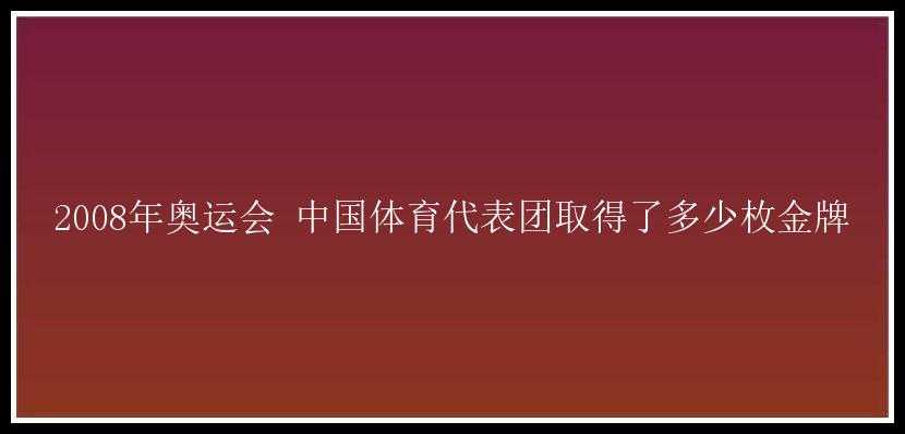 2008年奥运会 中国体育代表团取得了多少枚金牌