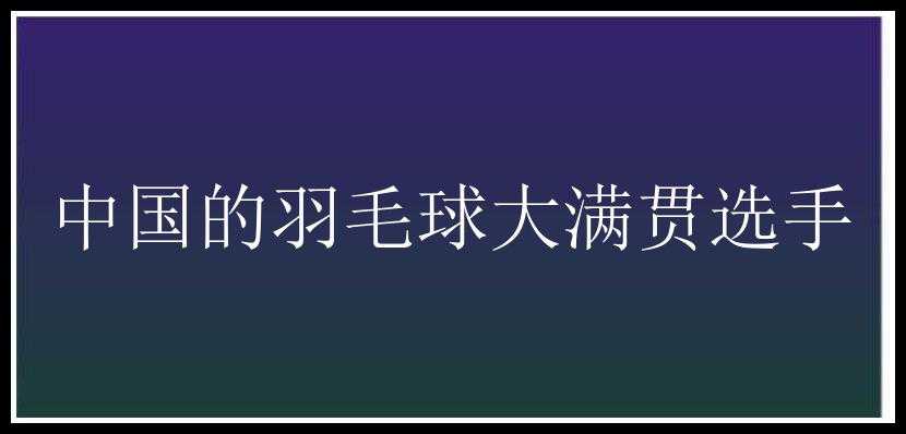 中国的羽毛球大满贯选手