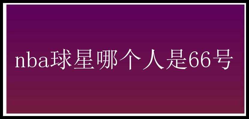 nba球星哪个人是66号