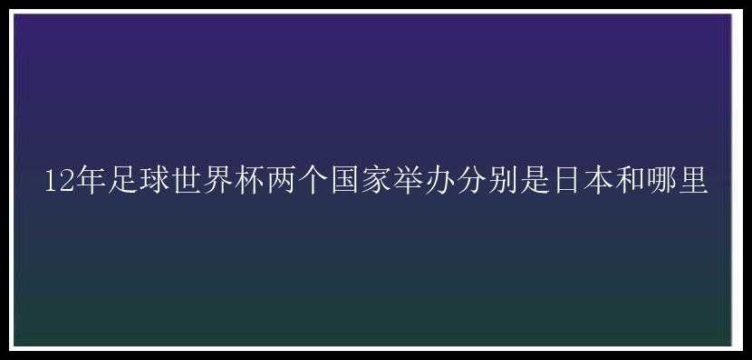 12年足球世界杯两个国家举办分别是日本和哪里