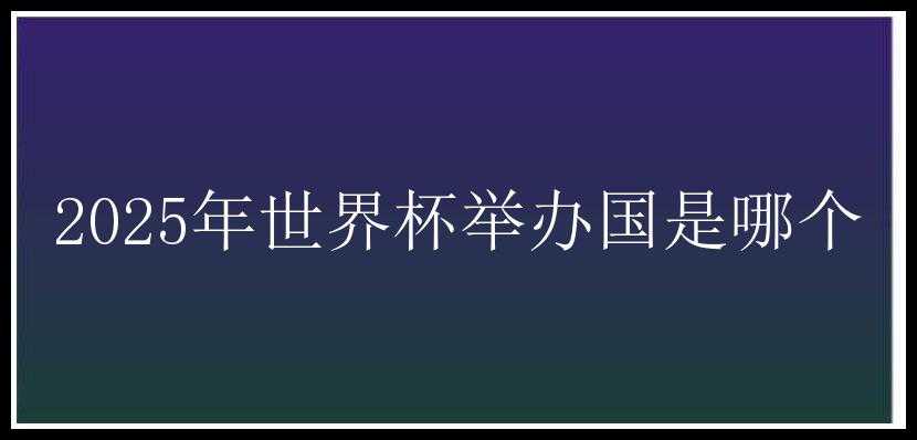 2025年世界杯举办国是哪个