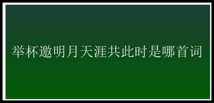 举杯邀明月天涯共此时是哪首词