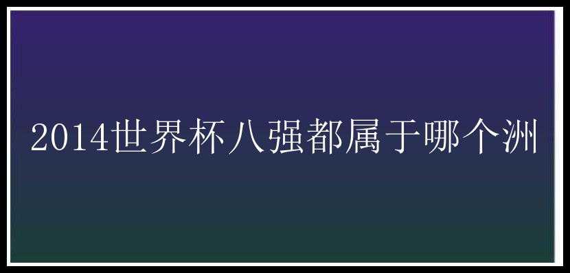 2014世界杯八强都属于哪个洲