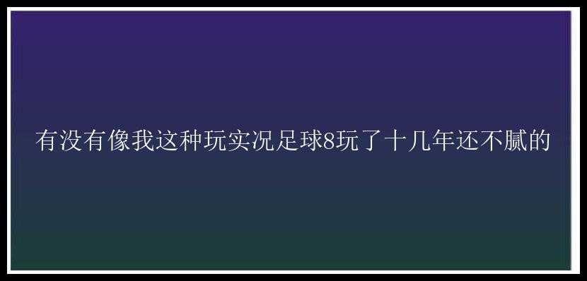 有没有像我这种玩实况足球8玩了十几年还不腻的