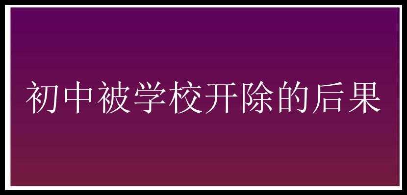 初中被学校开除的后果