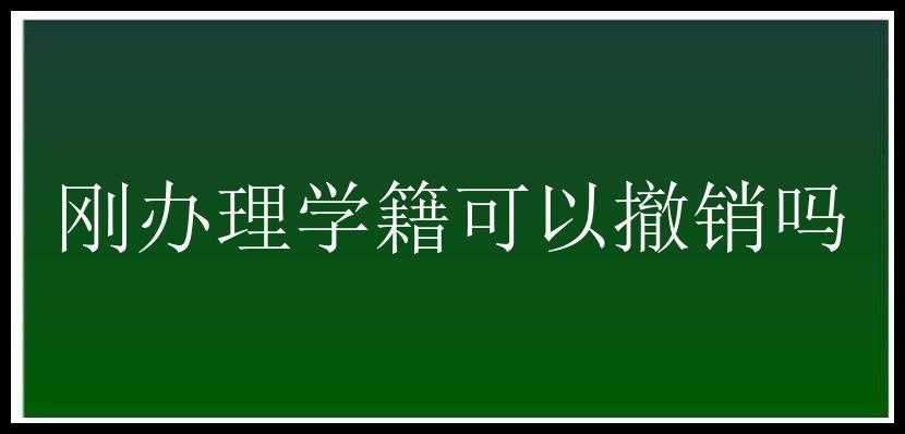 刚办理学籍可以撤销吗