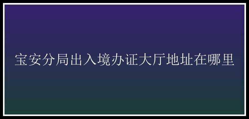 宝安分局出入境办证大厅地址在哪里