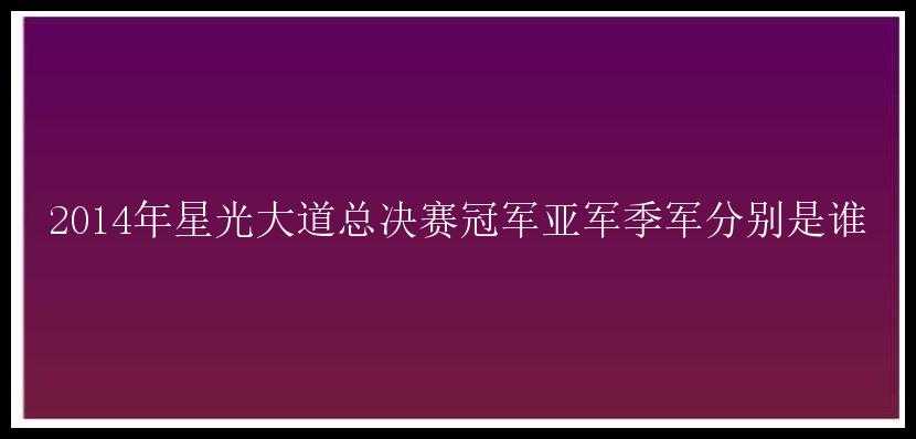 2014年星光大道总决赛冠军亚军季军分别是谁