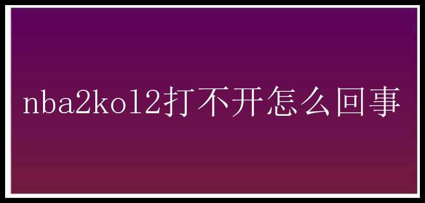 nba2kol2打不开怎么回事