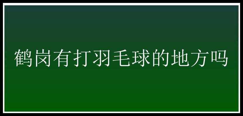 鹤岗有打羽毛球的地方吗