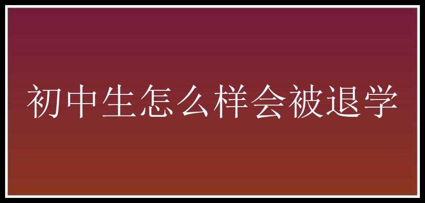 初中生怎么样会被退学