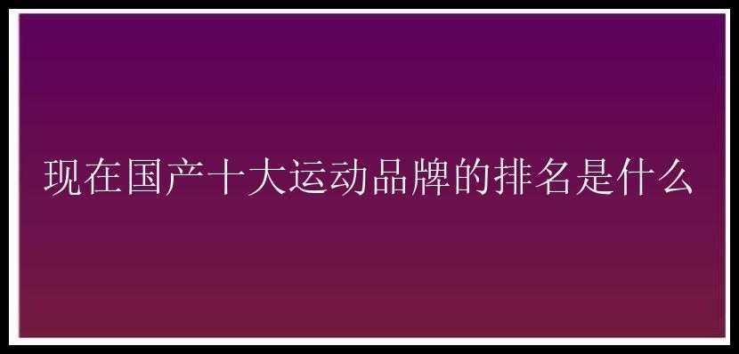 现在国产十大运动品牌的排名是什么