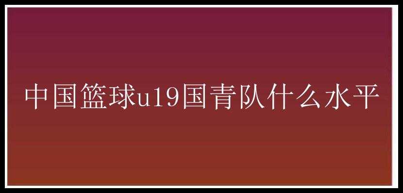 中国篮球u19国青队什么水平