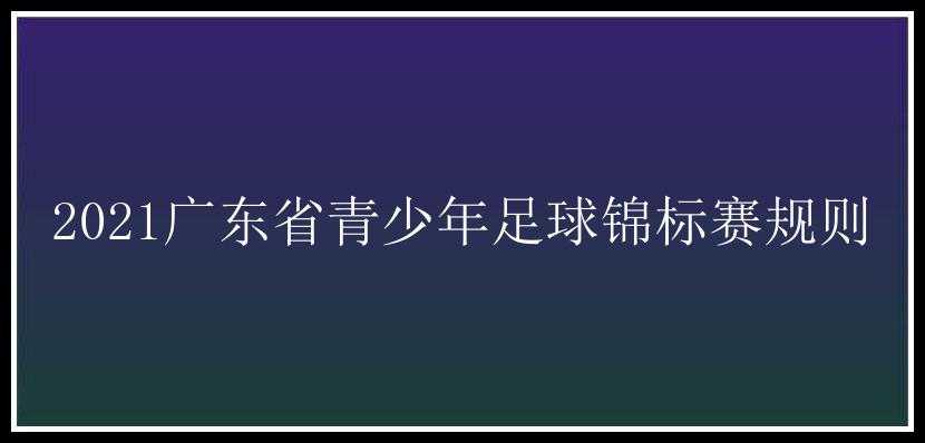 2021广东省青少年足球锦标赛规则