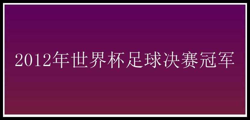 2012年世界杯足球决赛冠军