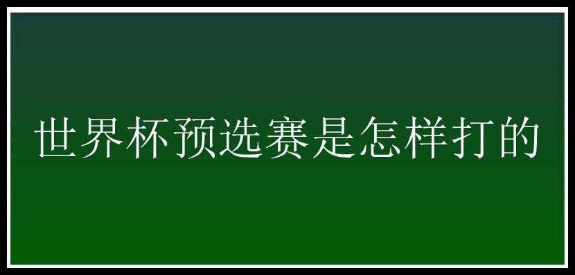 世界杯预选赛是怎样打的