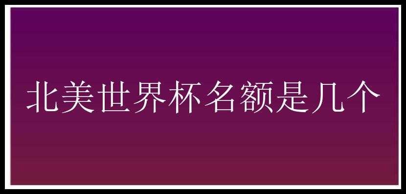 北美世界杯名额是几个