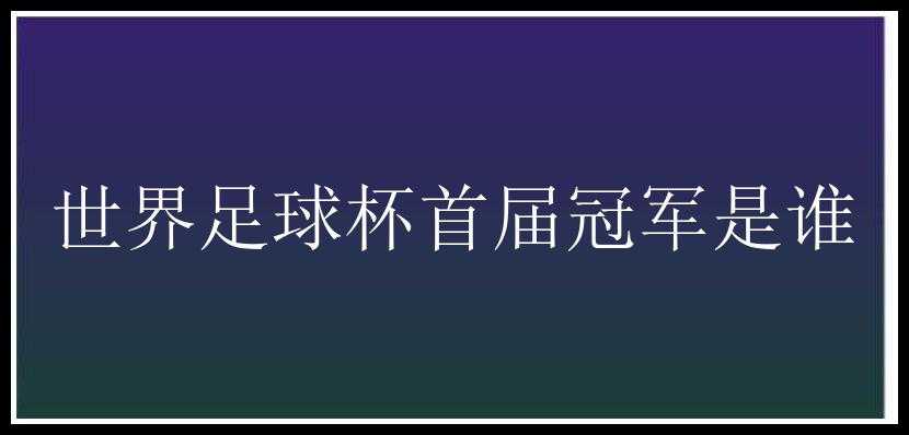 世界足球杯首届冠军是谁