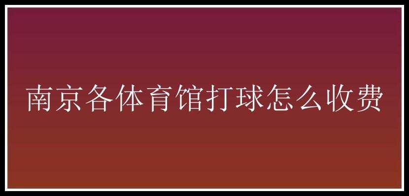 南京各体育馆打球怎么收费