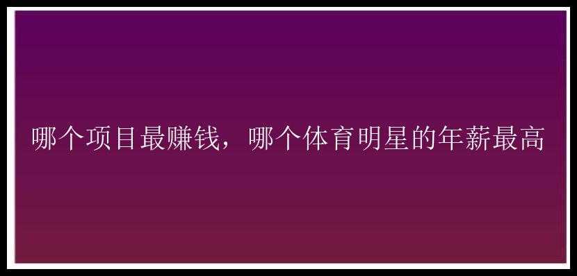 哪个项目最赚钱，哪个体育明星的年薪最高