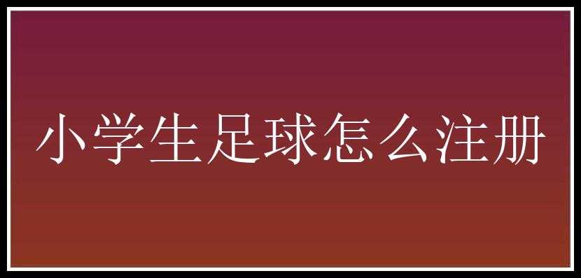 小学生足球怎么注册