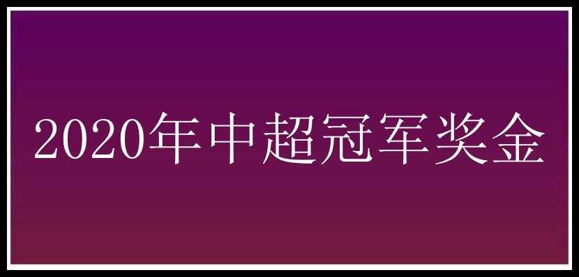 2020年中超冠军奖金