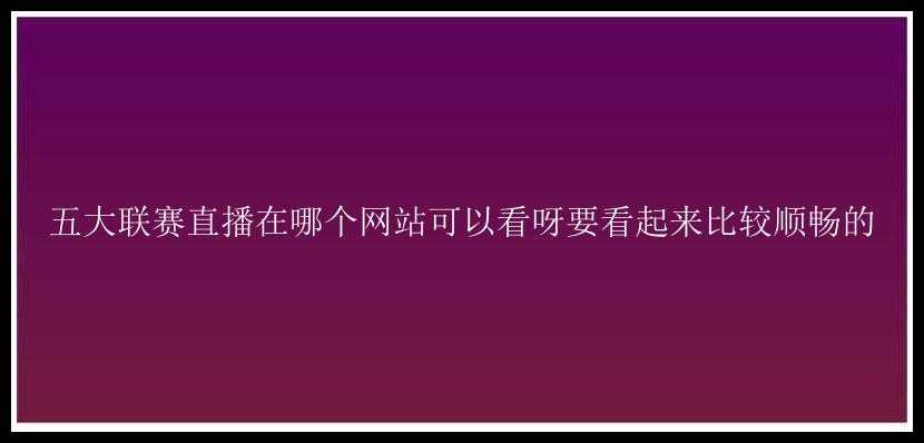 五大联赛直播在哪个网站可以看呀要看起来比较顺畅的