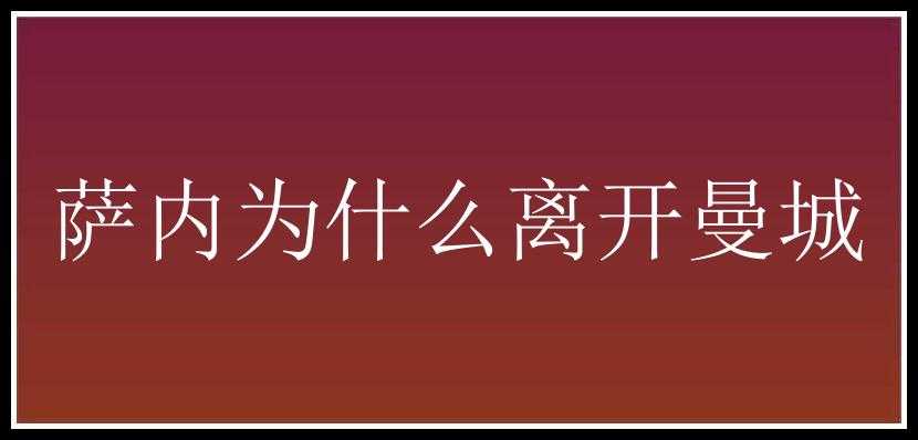 萨内为什么离开曼城